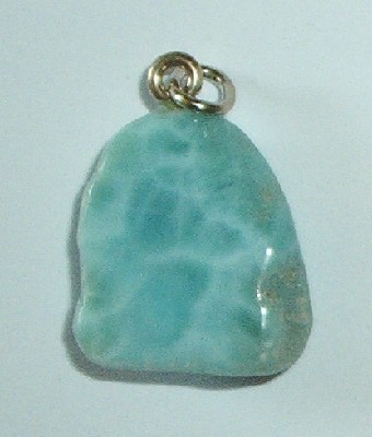 Trommelstein Anhnger Larimar mit se - Edelstein Mineral Heilstein Schmuck kaufen