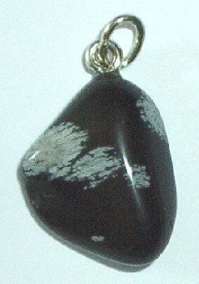 Trommelstein Anhnger Schneeflockenobsidian mit se - Edelstein Mineral Heilstein Schmuck kaufen