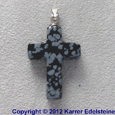 Anhnger Schneeflockenobsidian Kreuz mit se fr 2,95 Euro - Edelstein Mineral Heilstein Schmuck kaufen