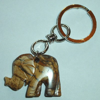 Schlsselanhnger mit Landschaftsjaspis - Bilderjaspis Elefant. Handgearbeitet - Edelstein Mineral Heilstein kaufen