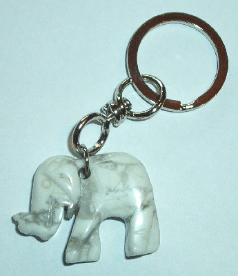 Schlsselanhnger mit Magnesit Elefant. Handgearbeitet - Edelstein Mineral Heilstein kaufen