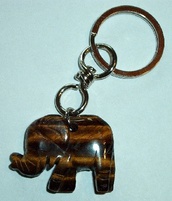 Schlsselanhnger mit Tigerauge Elefant. Handgearbeitet - Edelstein Mineral Heilstein kaufen