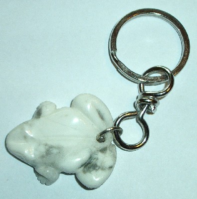 Schlsselanhnger mit Magnesit Frosch. Handgearbeitet - Edelstein Mineral Heilstein kaufen