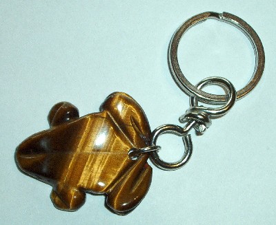 Schlsselanhnger mit Tigeraugen Frosch. Handgearbeitet - Edelstein Mineral Heilstein kaufen