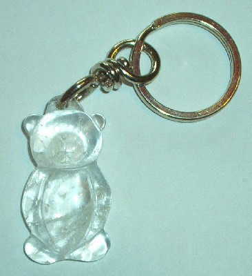 Schlsselanhnger mit Bergkristall Teddy. Handgearbeitet - Edelstein Mineral Heilstein kaufen