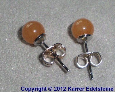 Orangencalcit Ohrstecker 6 mm versilbert