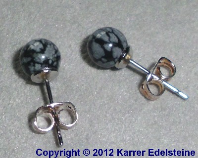 Schneeflockenobsidian Ohrstecker 6 mm versilbert