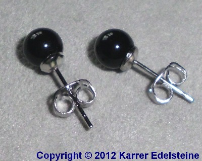 Onyx Ohrstecker 6 mm versilbert