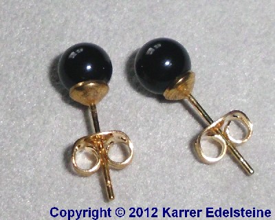 Onyx Ohrstecker 6 mm vergoldet