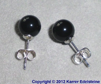 Onyx Ohrstecker 8 mm versilbert