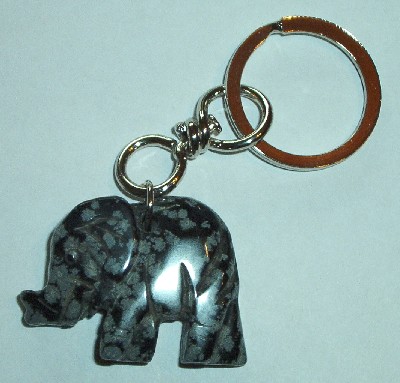 Schlsselanhnger mit Schneeflocken Obsid. Elefant